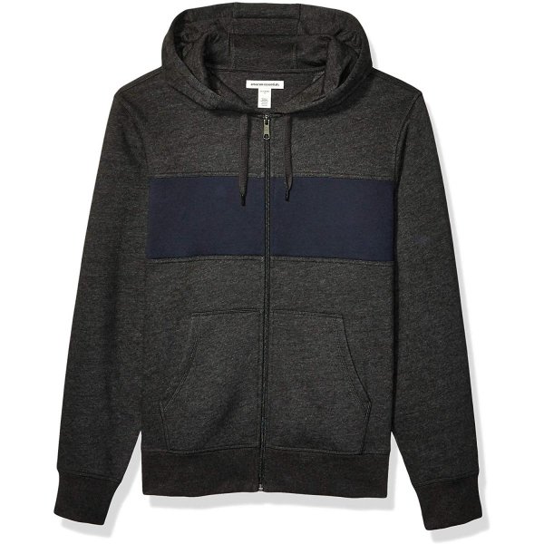 Charcoal Heather/Navy Stripe The Male Warm Hooded Sweatshirts Soft And Comfortable Fabric Making You Look Fabulous