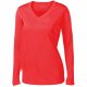 Hot Coral Lady Fashion Long Sleeve Top Lightweight