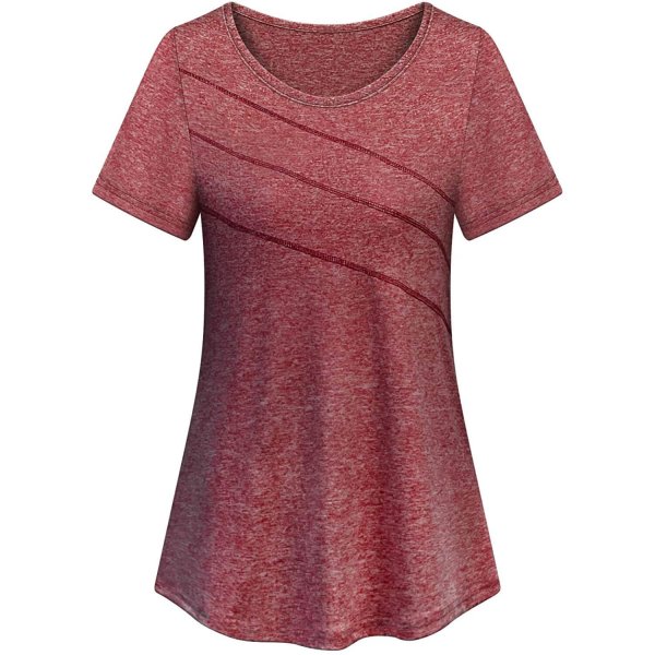 Red-2 Women's Fashion Short Sleeve Top Gym Sport