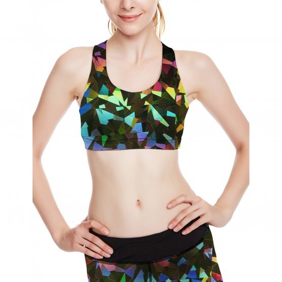 Women Activewear Yoga Clothes Strappy Crisscross Racerback Sports Bras - Blcak/Green