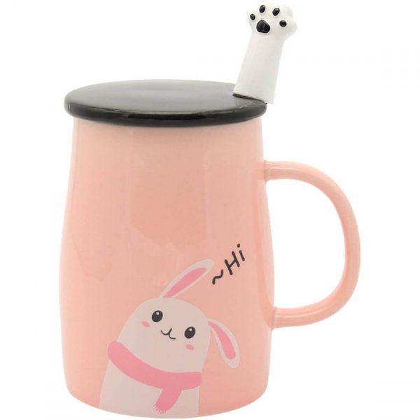 Pink Bunny Delicacy Hot Coffee Cups New Style With Hot And Cold Drinks