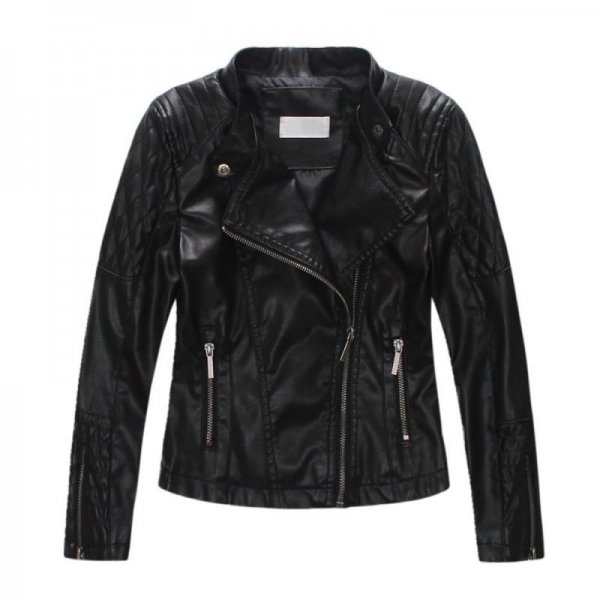 Black Women Classic Leather Outer Wear Packable