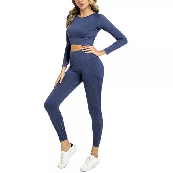 B Long Blue Women Formal Yoga Coordinates Soft Workout Activewear Sets