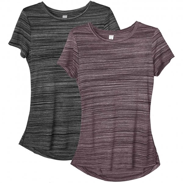 Heather Charcoal/Burgundy Women Casual Short Sleeve Clothes Sexy