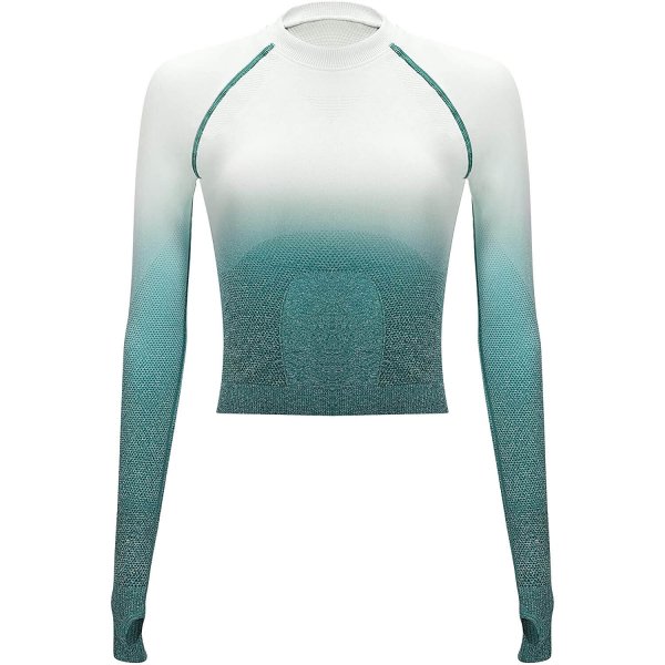 Deep Teal/Ice Blue Lady Comfortable Long Sleeve Activewear For Workout