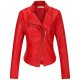 Red Women Elegant Leather Coats Lightweight